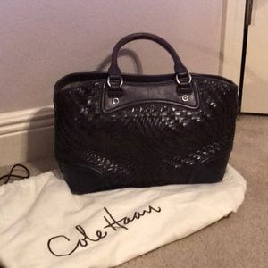 Cole Haan woven leather satchel
